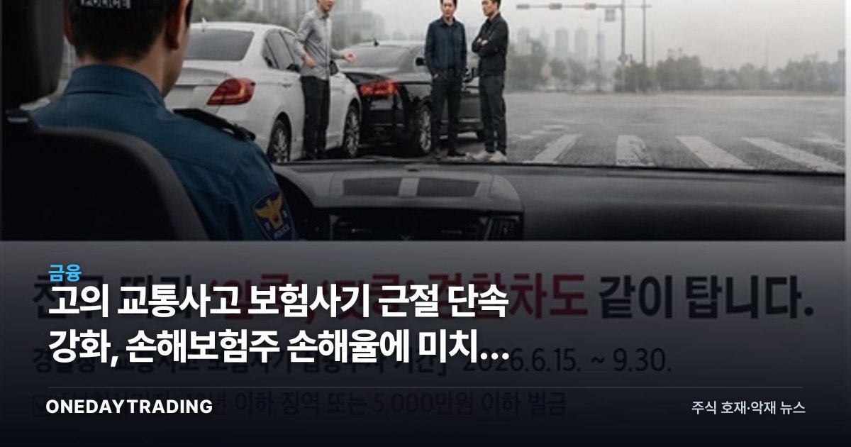 고의 교통사고 보험사기 근절 단속 강화, 손해보험주 손해율에 미치는 영향