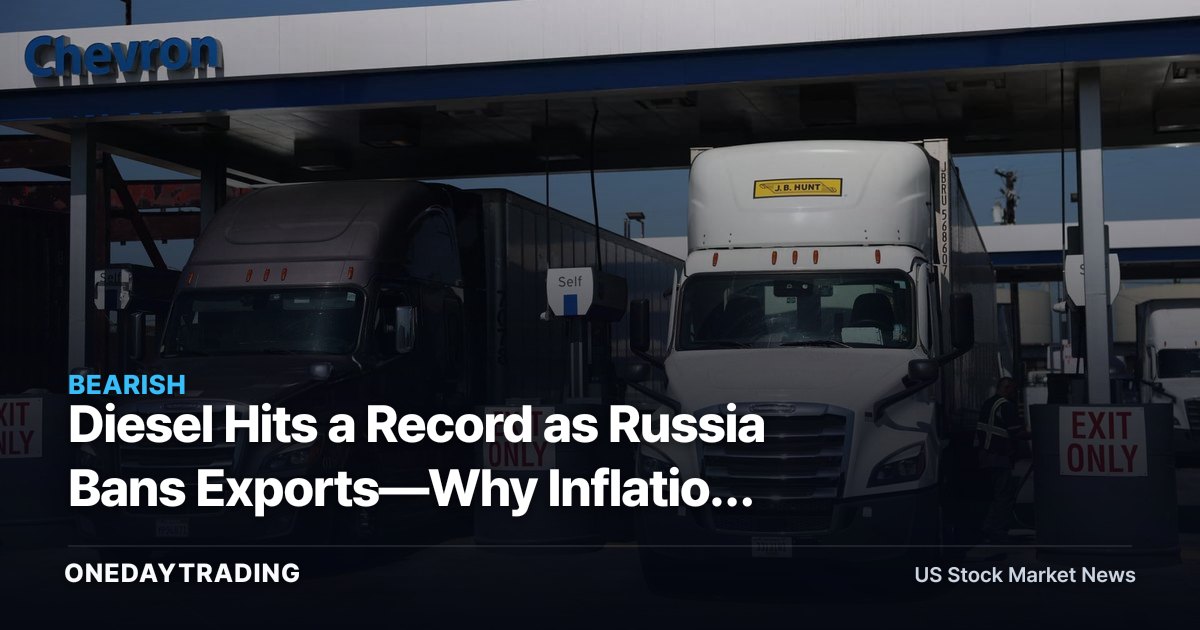 Diesel Hits a Record as Russia Bans Exports—Why Inflation Risk Is Back