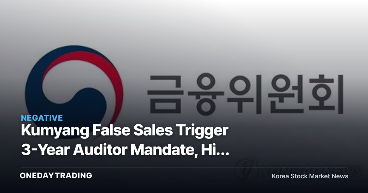 Kumyang False Sales Trigger 3-Year Auditor Mandate, Hit Valuation