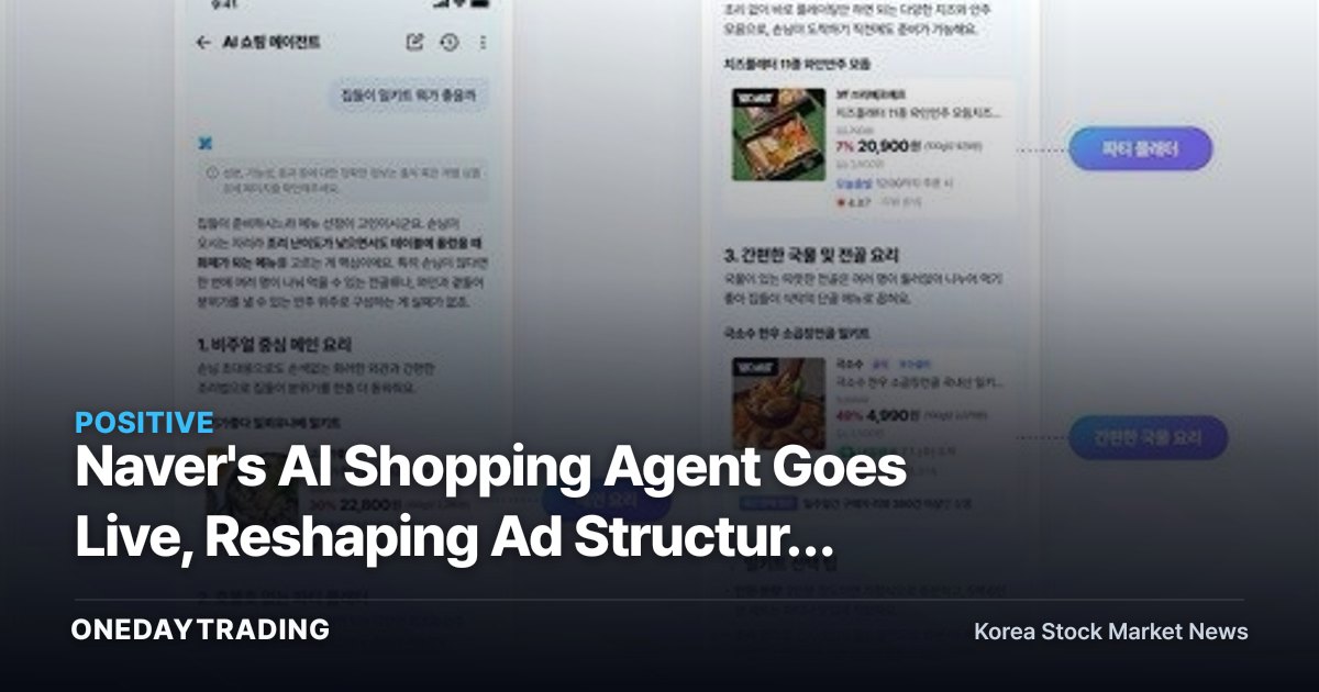 Naver's AI Shopping Agent Goes Live, Reshaping Ad Structure After a Four-Month Beta