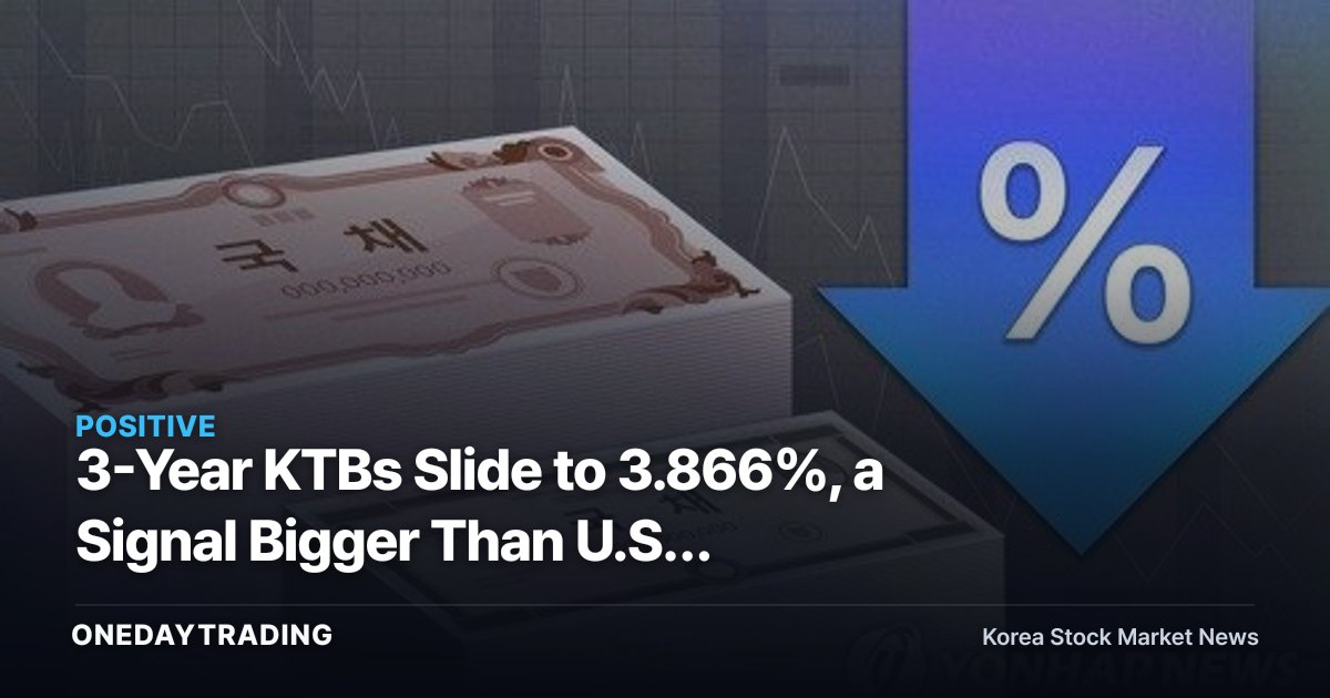 3-Year KTBs Slide to 3.866%, a Signal Bigger Than U.S. Inflation Relief