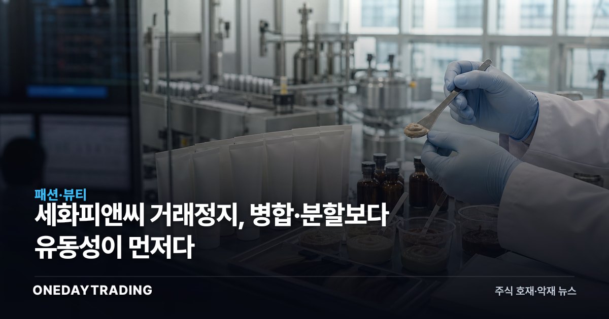 세화피앤씨 거래정지, 병합·분할보다 유동성이 먼저다