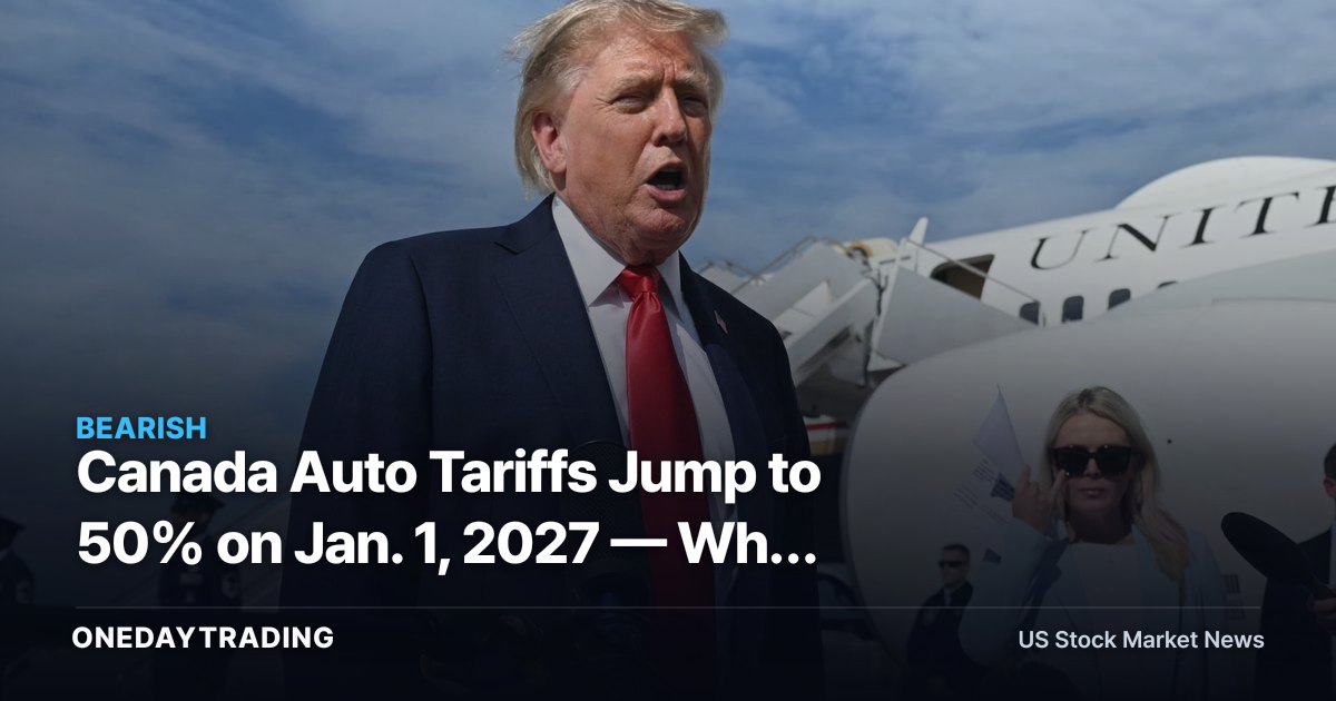 Canada Auto Tariffs Jump to 50% on Jan. 1, 2027 — Why Autos Take the Hit