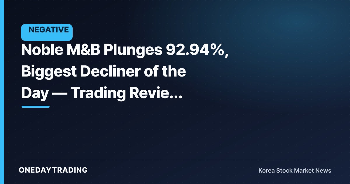 Noble M&B Plunges 92.94%, Biggest Decliner of the Day — Trading Review Warranted