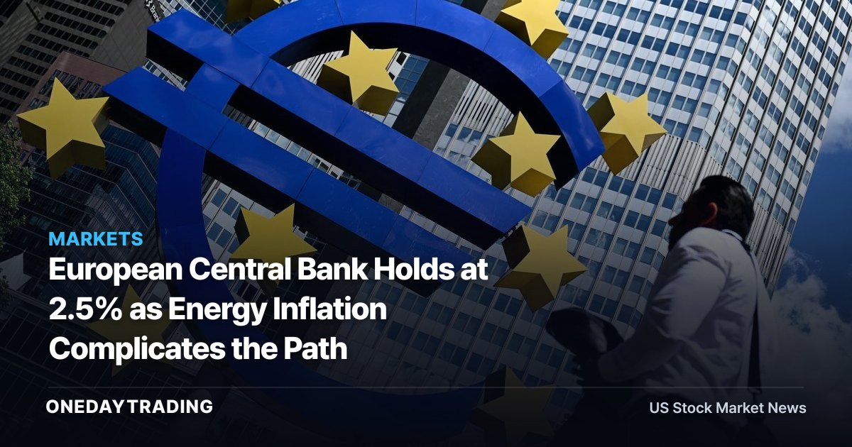 European Central Bank Holds at 2.5% as Energy Inflation Complicates the Path