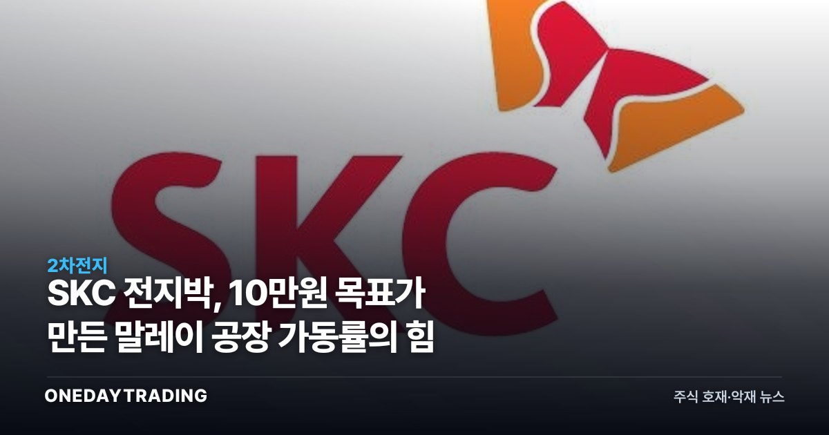 SKC 전지박, 10만원 목표가 만든 말레이 공장 가동률의 힘