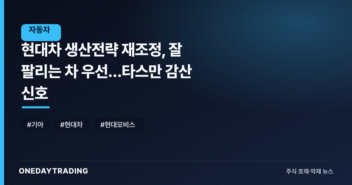 현대차 생산전략 재조정, 잘 팔리는 차 우선…타스만 감산 신호