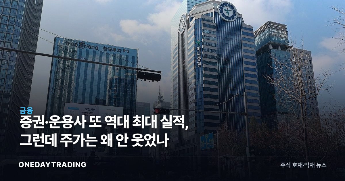 증권·운용사 또 역대 최대 실적, 그런데 주가는 왜 안 웃었나