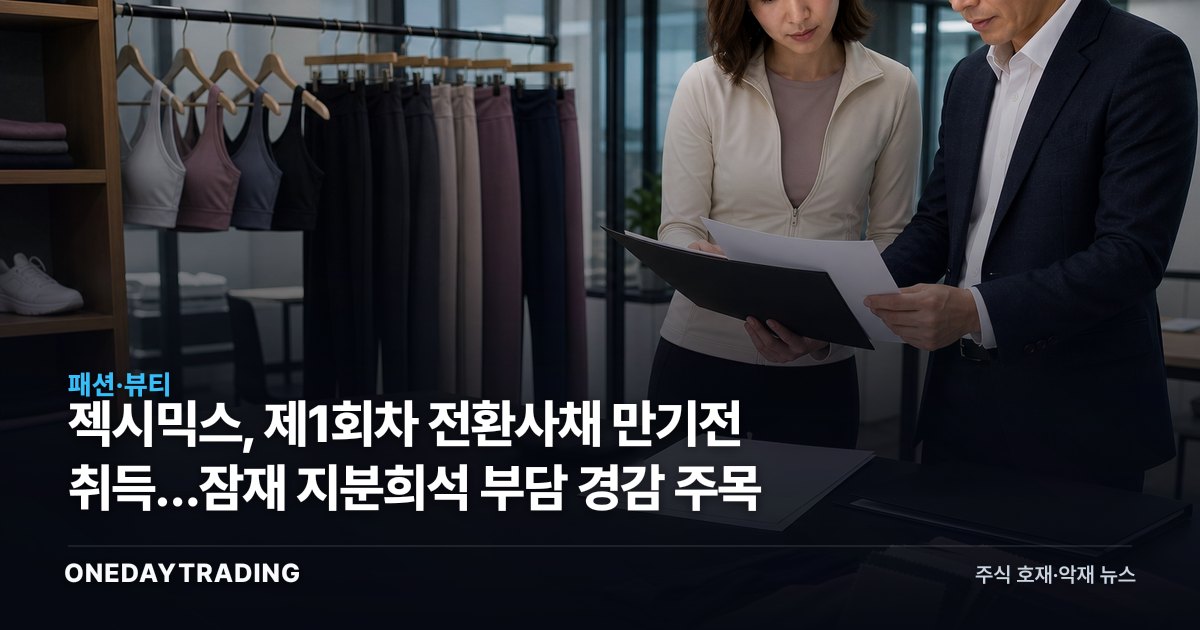 젝시믹스, 제1회차 전환사채 만기전 취득…잠재 지분희석 부담 경감 주목