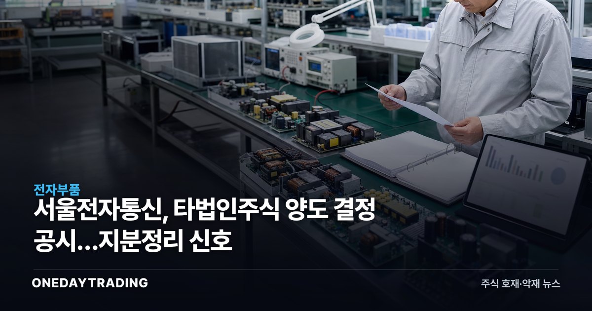 서울전자통신, 타법인주식 양도 결정 공시…지분정리 신호