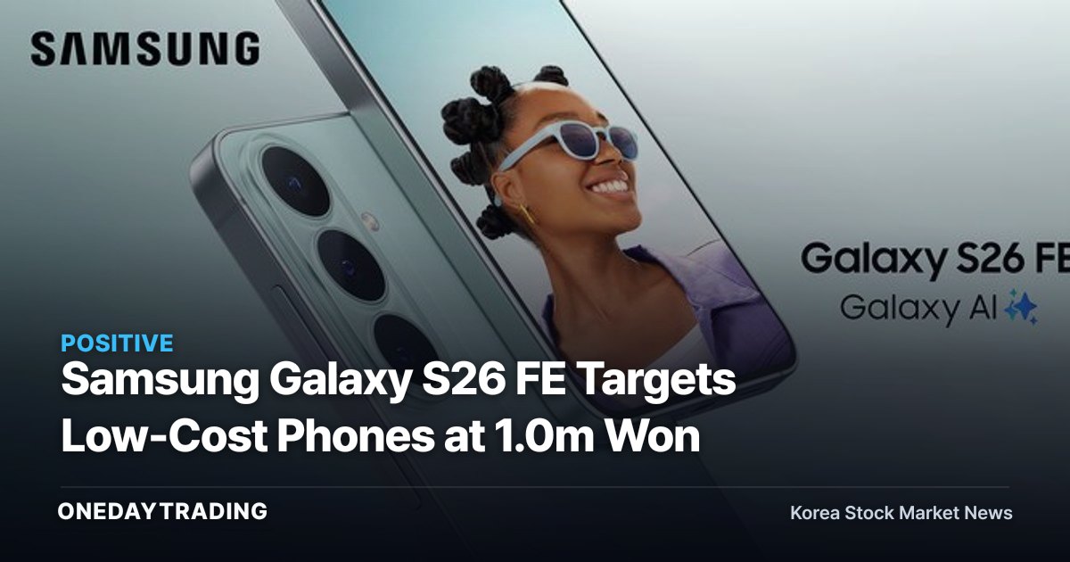 Samsung Galaxy S26 FE Targets Low-Cost Phones at 1.0m Won