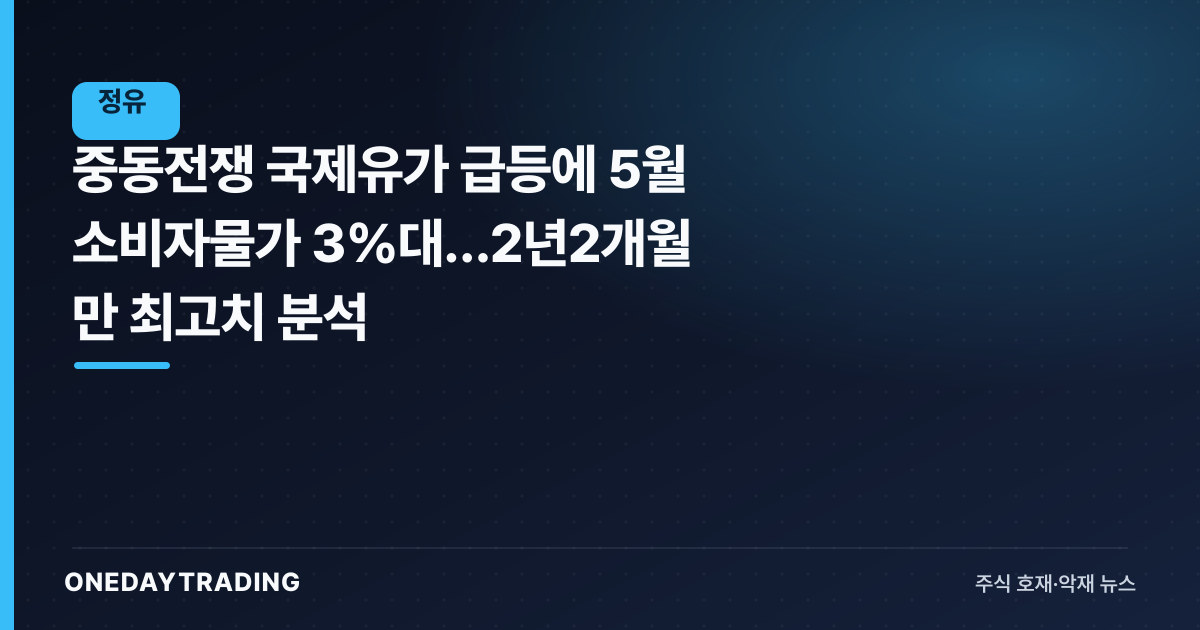 중동전쟁發 국제유가 급등에 5월 소비자물가 3%대…2년2개월 만 최고치 분석
