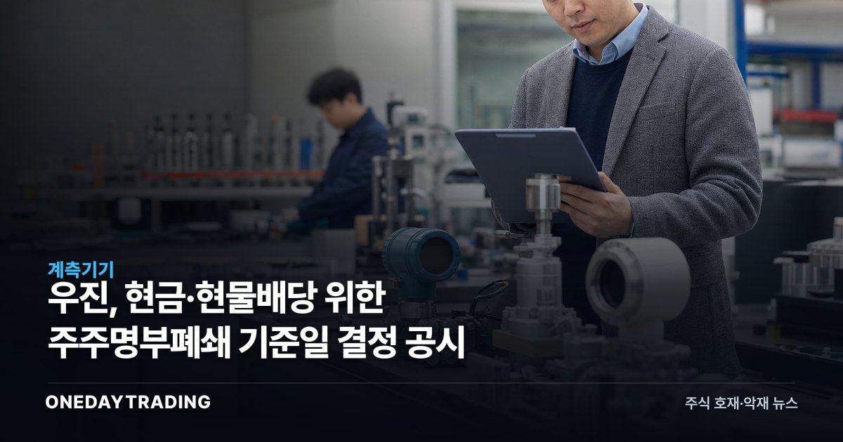 우진, 현금·현물배당 위한 주주명부폐쇄 기준일 결정 공시