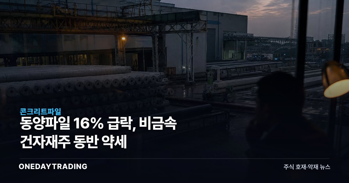 동양파일 16% 급락, 비금속 건자재株 동반 약세