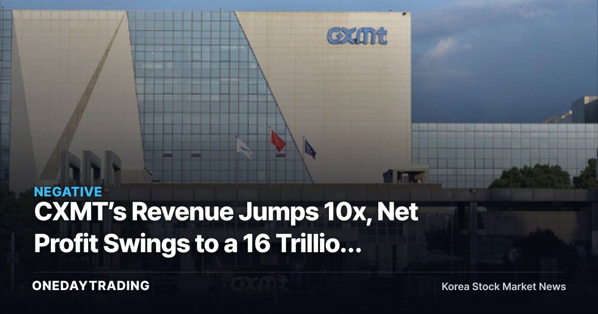 CXMT’s Revenue Jumps 10x, Net Profit Swings to a 16 Trillion Won Surplus; the Bigger Threat to Samsung Electronics Is the 1% Gap