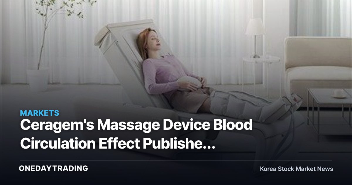 Ceragem's Massage Device Blood Circulation Effect Published in International Journal… What It Means for Healthcare Appliance Stocks