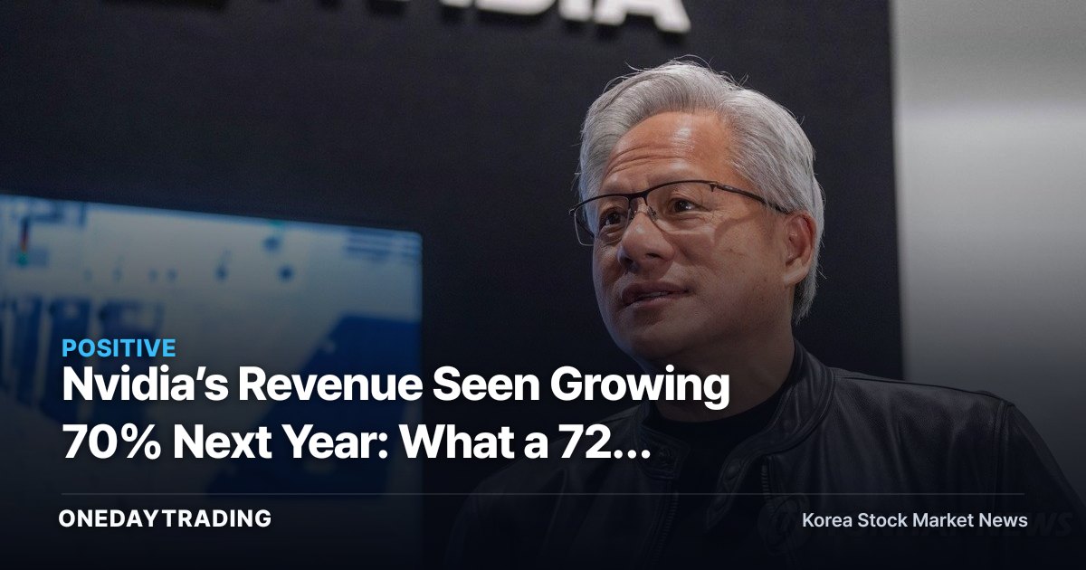 Nvidia’s Revenue Seen Growing 70% Next Year: What a 72% Margin Says About Real Demand