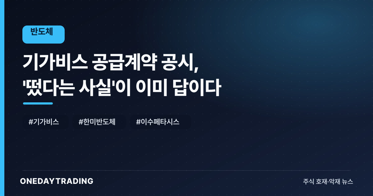 기가비스 공급계약 공시, '떴다는 사실'이 이미 답이다