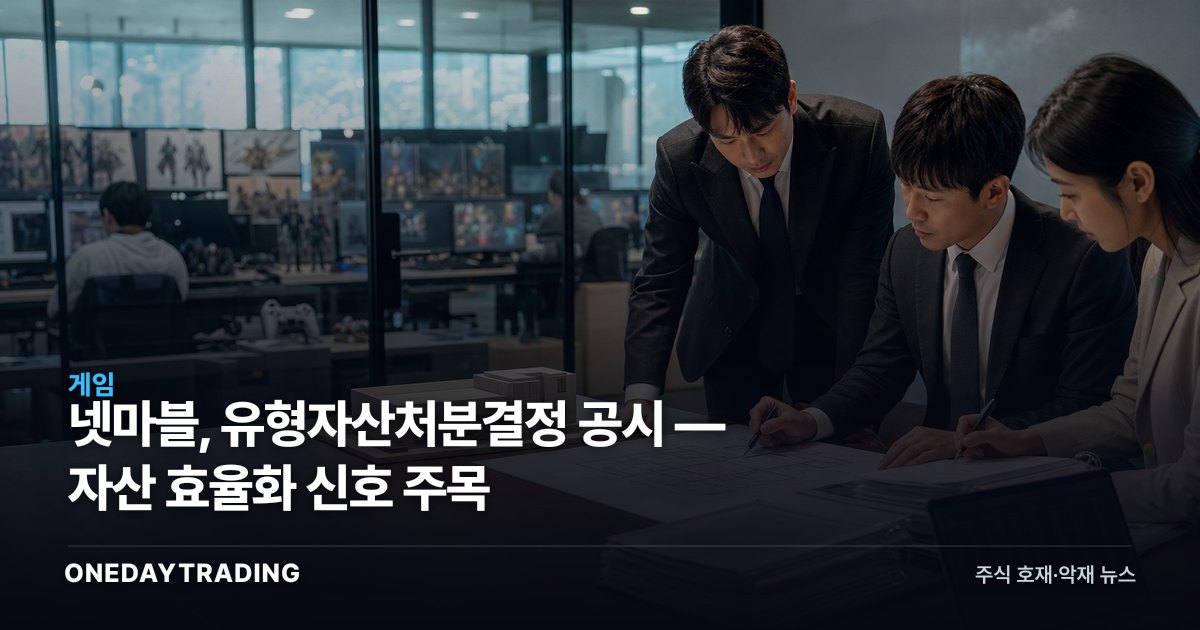넷마블, 유형자산처분결정 공시 — 자산 효율화 신호 주목