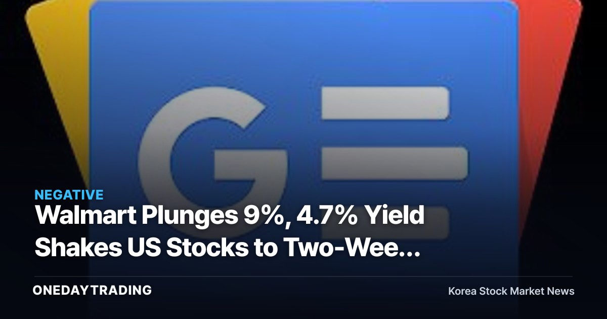 Walmart Plunges 9%, 4.7% Yield Shakes US Stocks to Two-Week Low