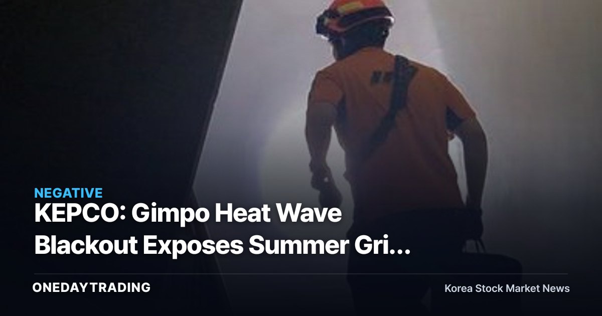 KEPCO: Gimpo Heat Wave Blackout Exposes Summer Grid Bottlenecks