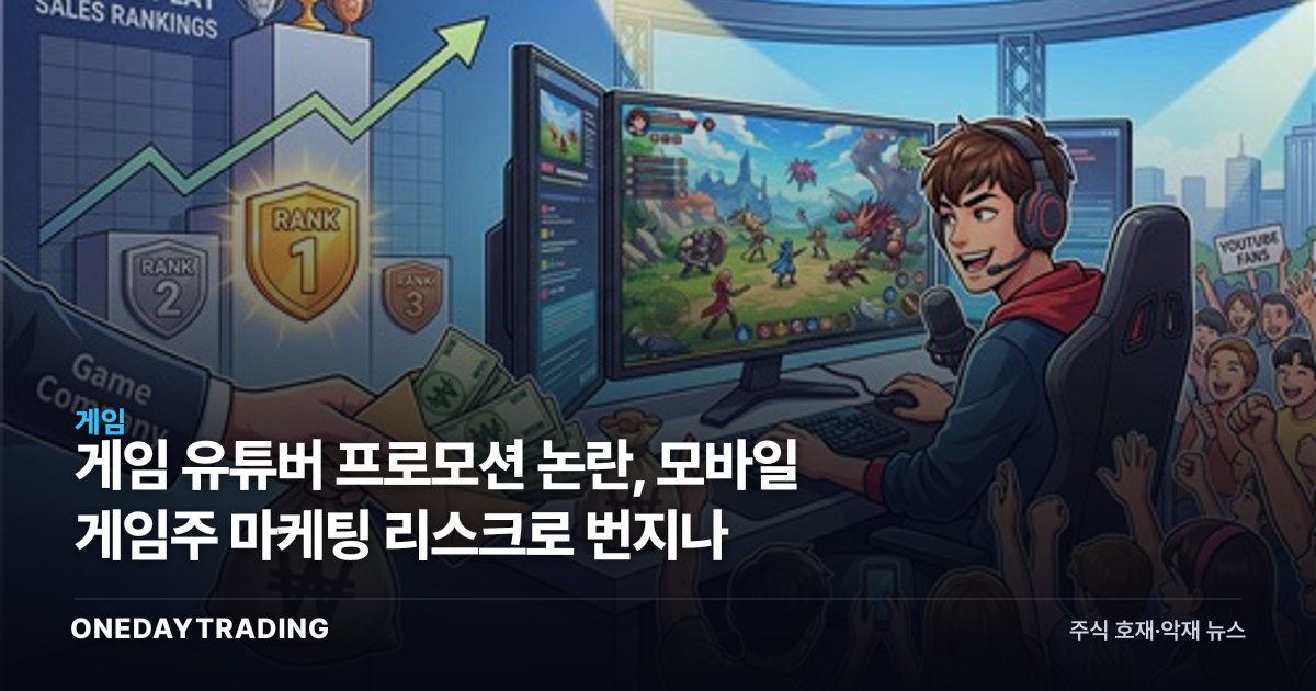 게임 유튜버 프로모션 논란, 모바일 게임주 마케팅 리스크로 번지나