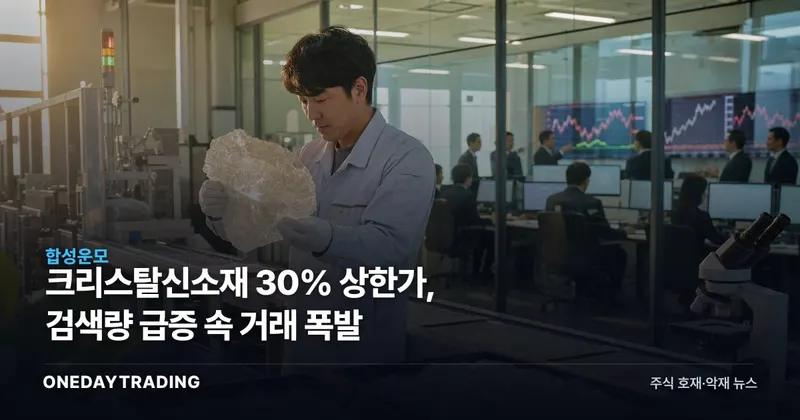 크리스탈신소재 30% 상한가, 검색량 급증 속 거래 폭발