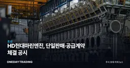 HD현대마린엔진, 단일판매·공급계약 체결 공시