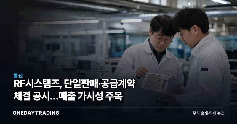 RF시스템즈, 단일판매·공급계약 체결 공시…매출 가시성 주목