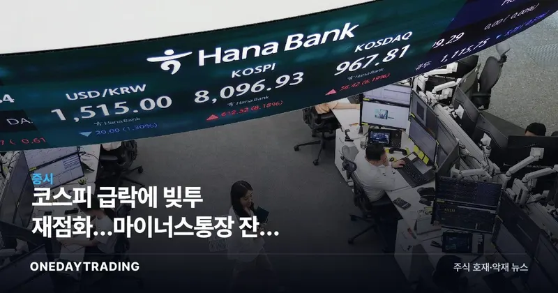 코스피 급락에 빚투 재점화…마이너스통장 잔액 42조9000억 3년7개월來 최대