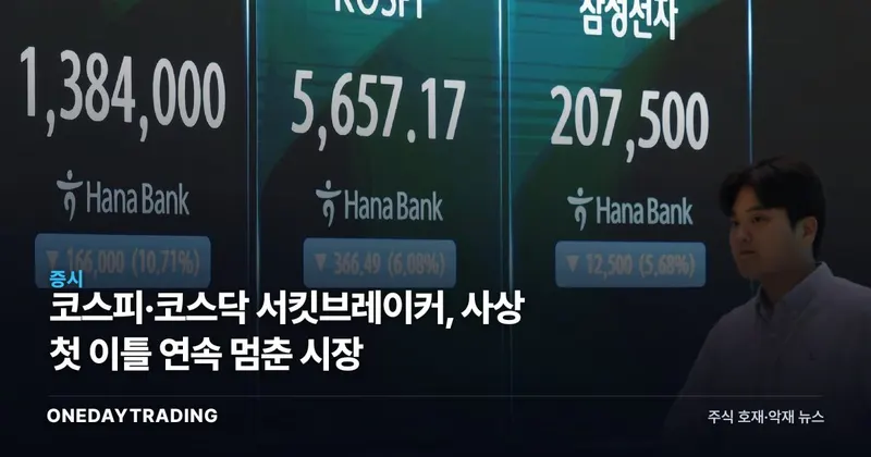 코스피·코스닥 서킷브레이커, 사상 첫 이틀 연속 멈춘 시장