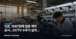 인콘, 1087원에 멈춘 계약 공시…CCTV 수주가 실적을 바꾸려면
