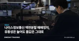나이스정보통신 액면분할 매매정지, 유동성은 늘어도 몸값은 그대로