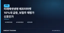 미래에셋생명 애프터마켓 10%대 급등, 보험주 재평가 신호인가