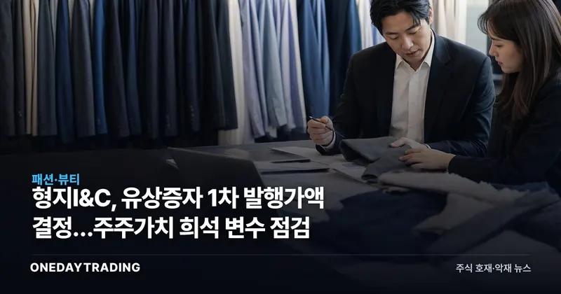 형지I&C, 유상증자 1차 발행가액 결정…주주가치 희석 변수 점검