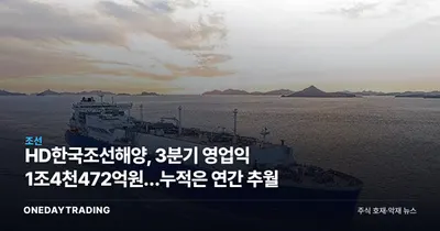 HD한국조선해양, 3분기 영업익 1조4천472억원…누적은 연간 추월
