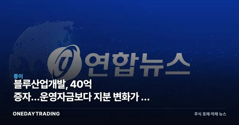 블루산업개발, 40억 증자…운영자금보다 지분 변화가 더 크다