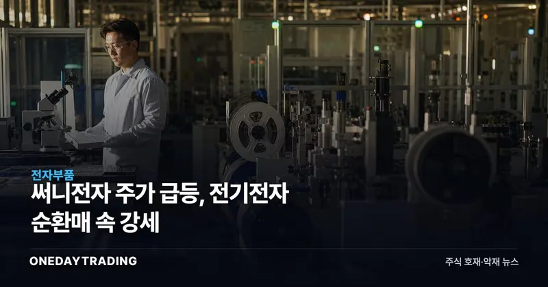 써니전자 주가 급등, 전기전자 순환매 속 강세