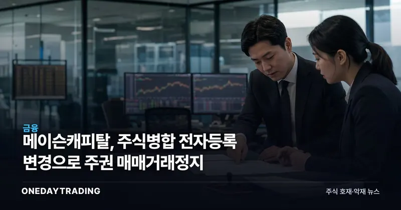 메이슨캐피탈, 주식병합 전자등록 변경으로 주권 매매거래정지