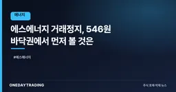 에스에너지 거래정지, 546원 바닥권에서 먼저 볼 것은