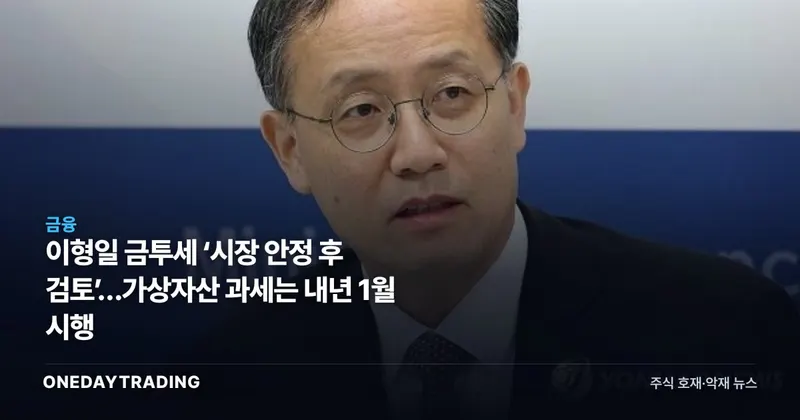 이형일 금투세 ‘시장 안정 후 검토’…가상자산 과세는 내년 1월 시행