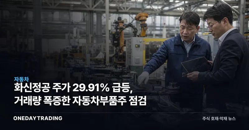 화신정공 주가 29.91% 급등, 거래량 폭증한 자동차부품주 점검