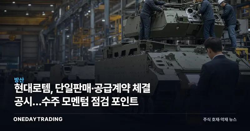 현대로템, 단일판매·공급계약 체결 공시…수주 모멘텀 점검 포인트