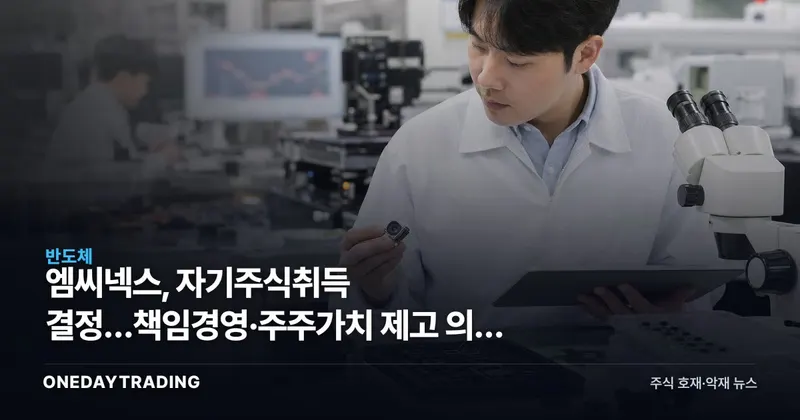 엠씨넥스, 자기주식취득 결정…책임경영·주주가치 제고 의지 표명