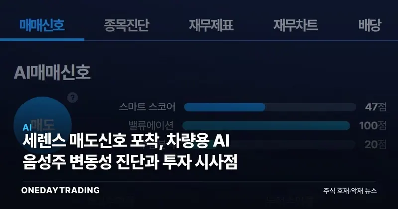 세렌스 매도신호 포착, 차량용 AI 음성주 변동성 진단과 투자 시사점