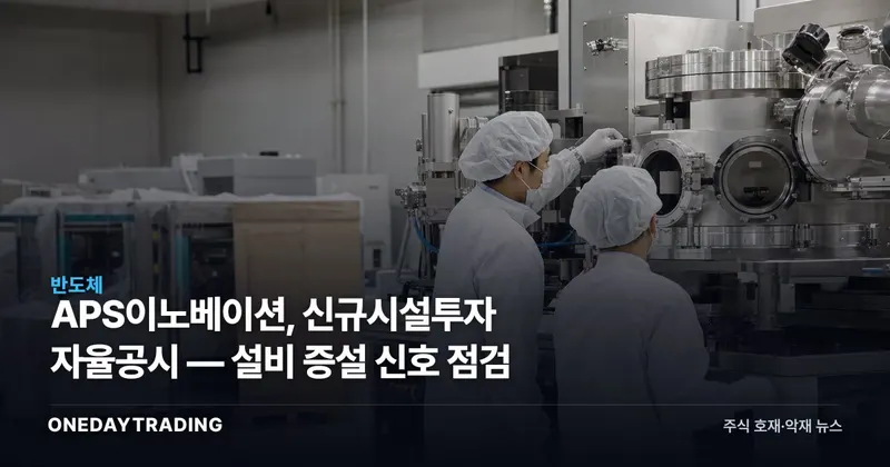 APS이노베이션, 신규시설투자 자율공시 — 설비 증설 신호 점검
