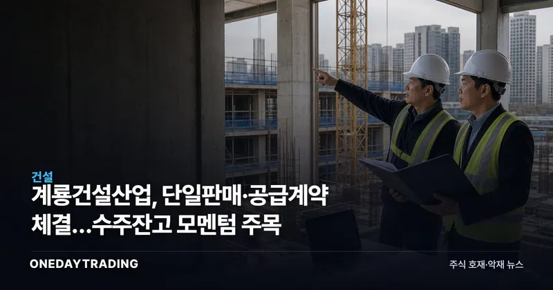 계룡건설산업, 단일판매·공급계약 체결…수주잔고 모멘텀 주목