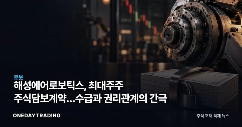 해성에어로보틱스, 최대주주 주식담보계약…수급과 권리관계의 간극