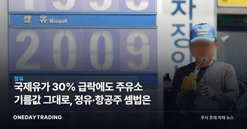 국제유가 30% 급락에도 주유소 기름값 그대로, 정유·항공주 셈법은