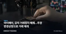 아이에이, 감자 거래정지 해제…주권 변경상장으로 거래 재개